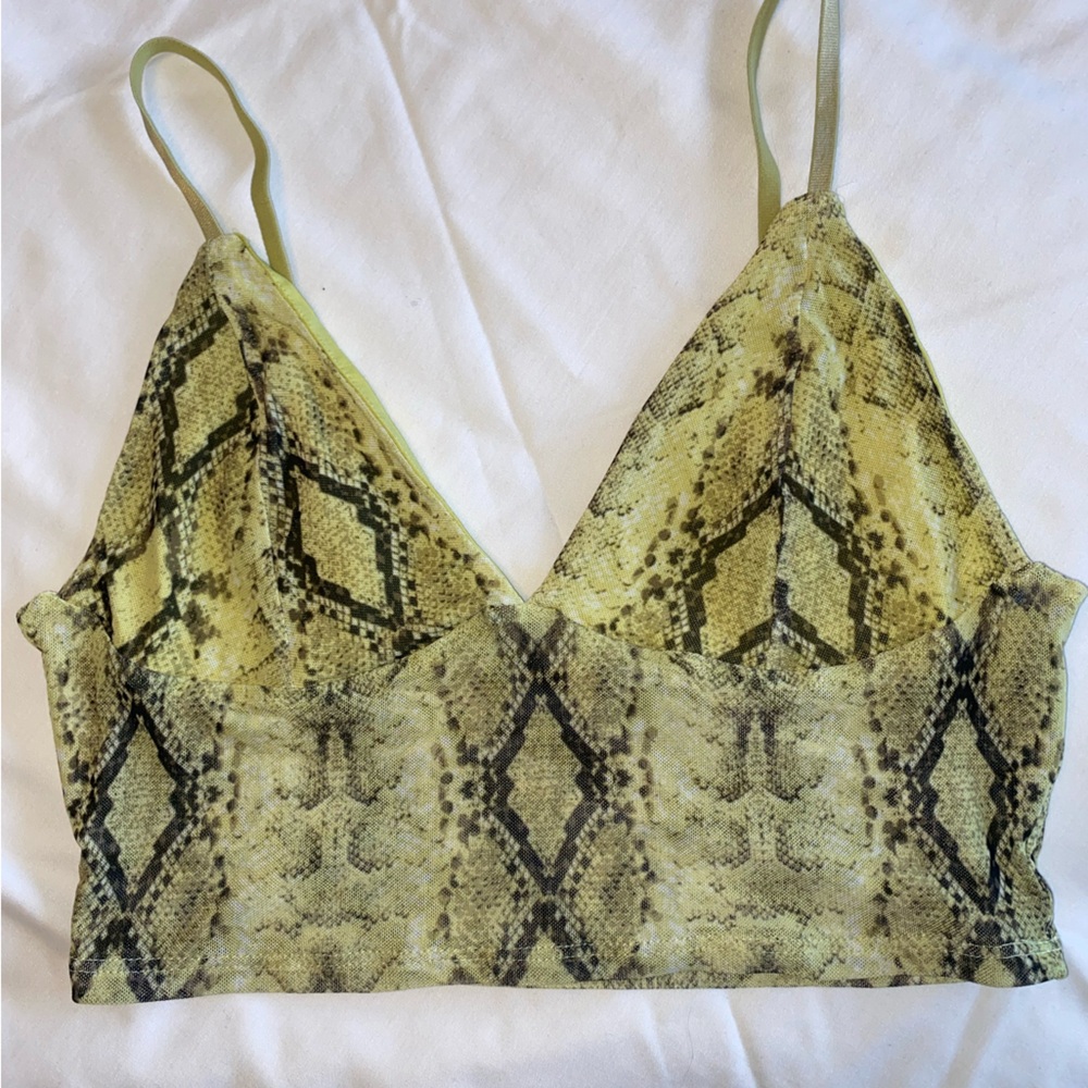 GARAGE | Green Snake Print Crop Top
